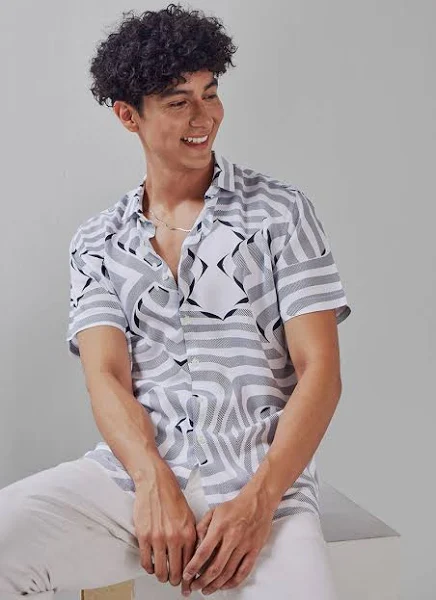 White Shirt For Men Slim Fit Rayon Spread Collar